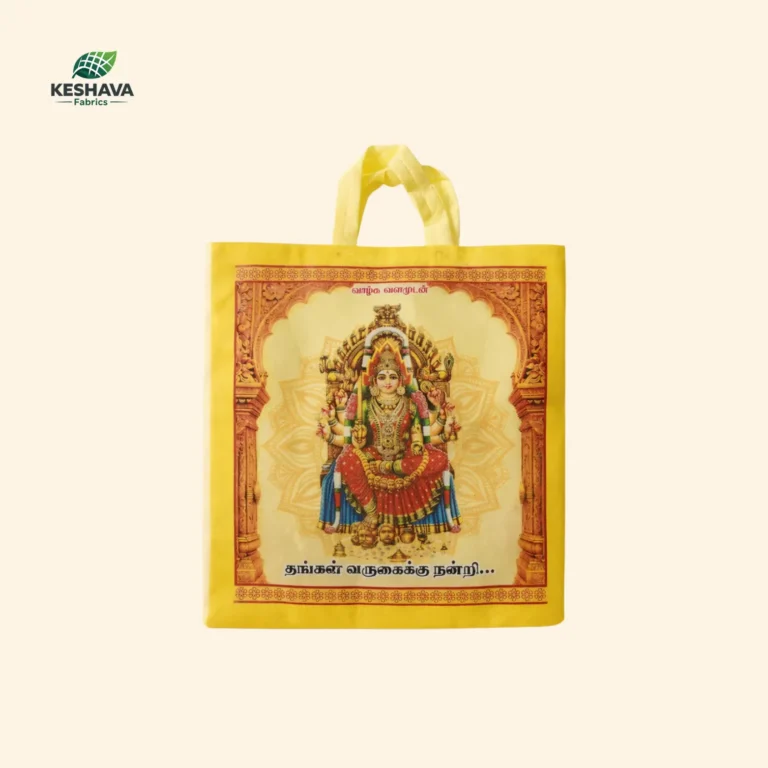 Divine Goddess Amman Yellow Non-Woven Box-Type Thamboolam Bag